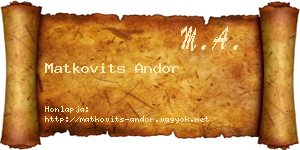 Matkovits Andor névjegykártya
