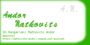 andor matkovits business card